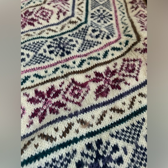 Vtg Koret Women's Button Up Cardigan With Snowflake Christmas Size Small Cream - Picture 6 of 9